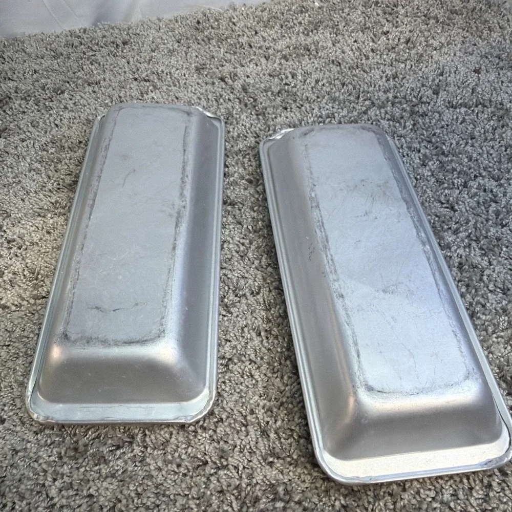 2 Vintage Aluminum Ice Cube Tray 18 Cubes Flexible Plastic Divider MCM Kitchen